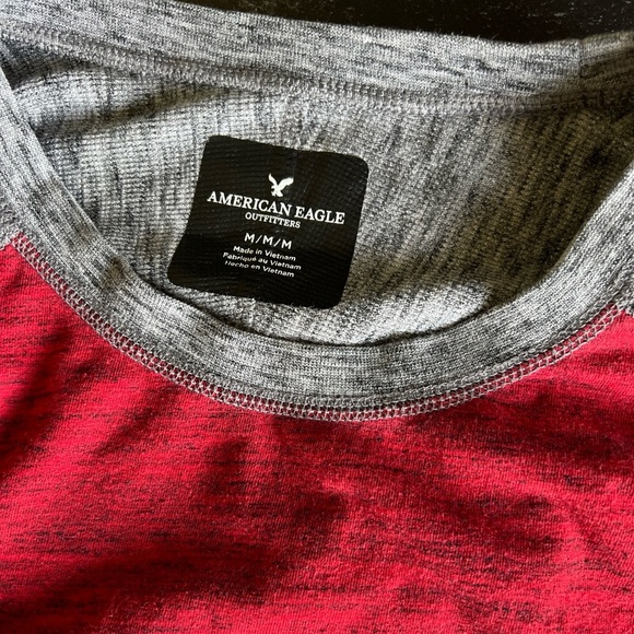 American Eagle 1977 AE RED/Gray Long Sleeve Thermal Shirt Men's Size M - Picture 10 of 11